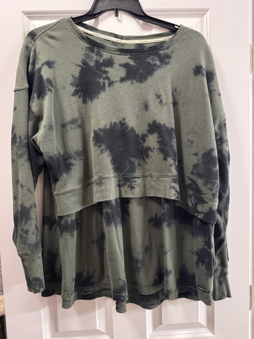Calvin Klein Olive Green & Black Tie-Dye Layered Pullover